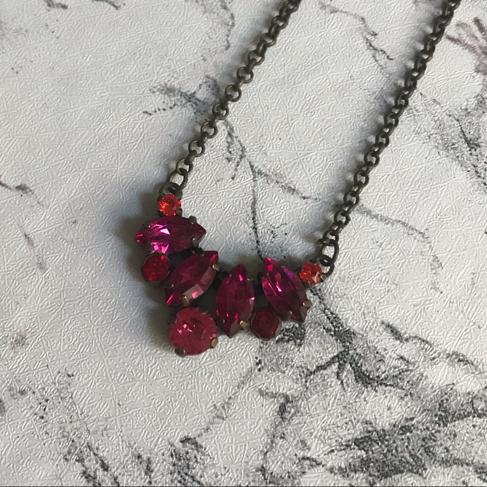 Anthropologie Pink Jewel Necklace